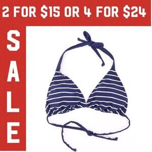 🔴 Gap Body navy striped triangle bikini top